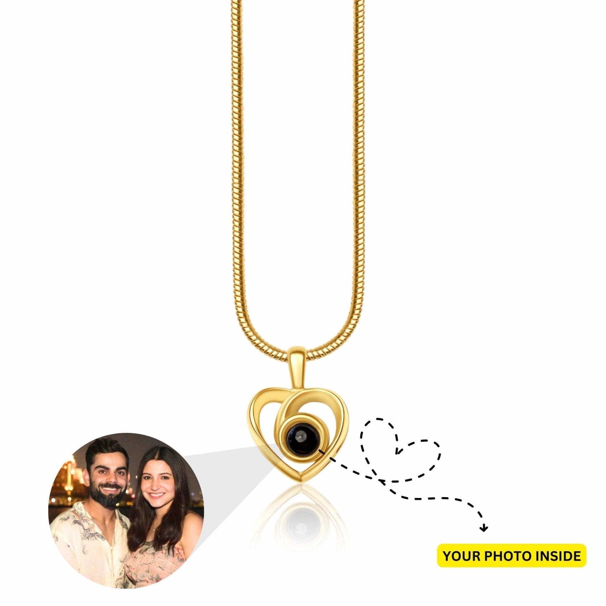 Curve Heart PhotoJewels Necklace Gold